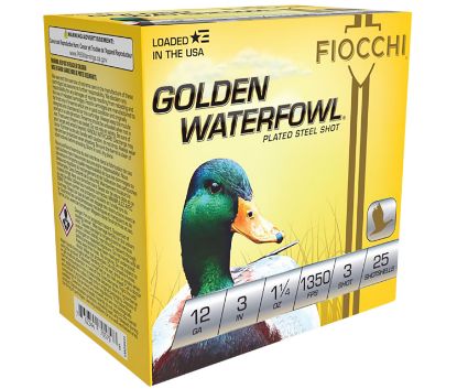 Picture of Fiocchi 123Sgw3 Golden Waterfowl 12 Gauge 3" 1 1/4 Oz 3 Shot 25 Per Box/ 10 Case 
