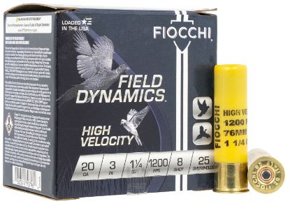 Picture of Fiocchi 203Hv8 Field Dynamics High Velocity 20 Gauge 3" 1 1/4 Oz 8 Shot 25 Per Box/ 10 Case 