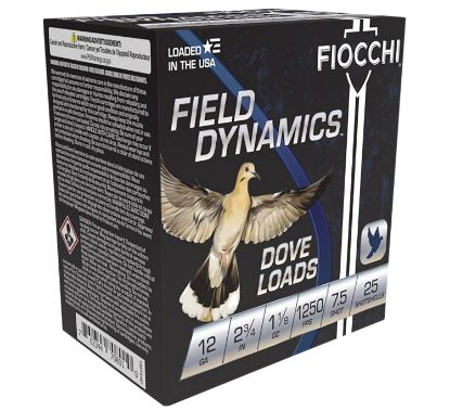 Picture of Fiocchi 12Gtx187 Field Dynamics Dove & Quail 12 Gauge 2.75" 1 1/8 Oz 7.5 Shot 25 Per Box/ 10 Case 