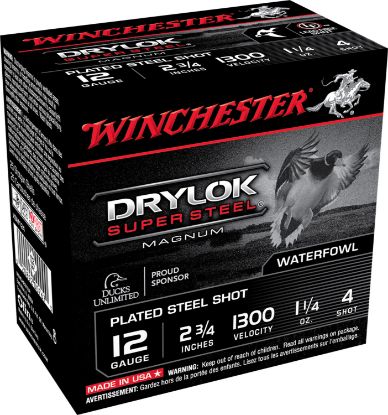 Picture of Winchester Ammo Xsm124 Drylok Super Steel Magnum 12 Gauge 2.75" 1 1/4 Oz 4 Shot 25 Per Box/ 10 Case 