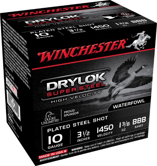 Picture of Winchester Ammo Ssh10bbb Drylok Super Steel High Velocity 10 Gauge 3.50" 1 3/8 Oz Bbb Shot 25 Per Box/ 10 Case 