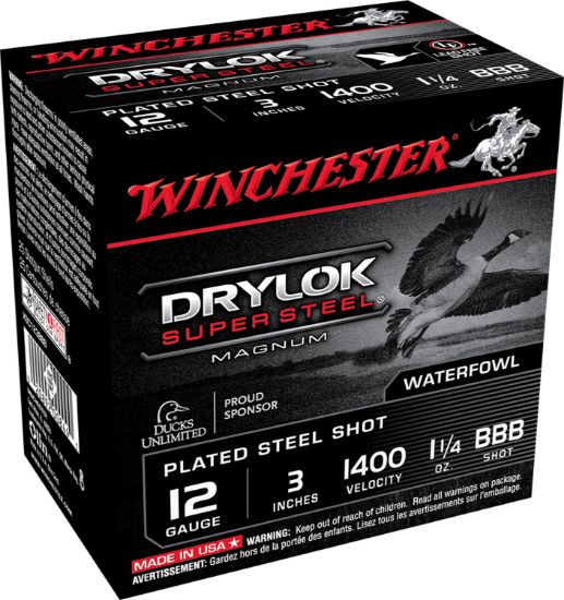 Picture of Winchester Ammo Xsc123bbb Drylok Super Steel Magnum 12 Gauge 3" 1 1/4 Oz Bbb Shot 25 Per Box/ 10 Case 