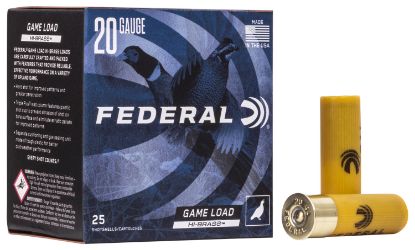 Picture of Federal H2044 Game-Shok High Brass 20 Gauge 2.75" 1 Oz 4 Shot 25 Per Box/ 10 Case 