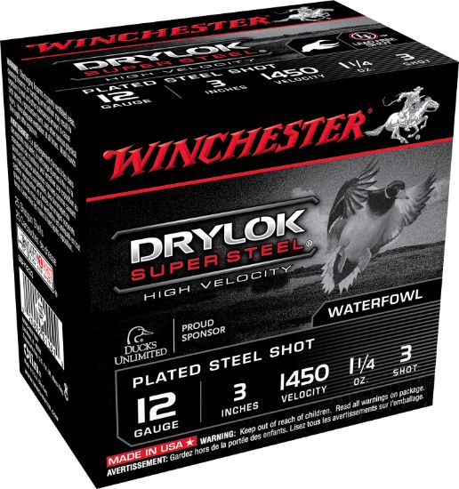 Picture of Winchester Ammo Ssh1233 Drylok Super Steel High Velocity 12 Gauge 3" 1 1/4 Oz 3 Shot 25 Per Box/ 10 Case 