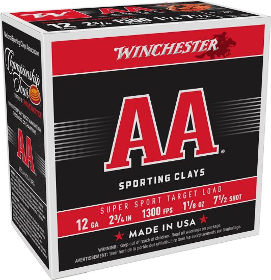 Picture of Winchester Ammo Aasc127 Aa Super Sport Sporting Clay 12 Gauge 2.75" 1 1/8 Oz 7.5 Shot 25 Per Box/ 10 Case 