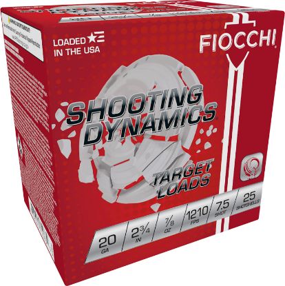 Picture of Fiocchi 20Sd75 Shooting Dynamics Target 20 Gauge 2.75" 7/8 Oz 7.5 Shot 25 Per Box/ 10 Case 