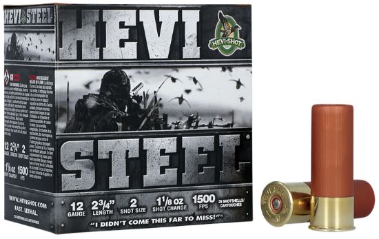 Picture of Hevi-Shot Hs61222 Hevi-Steel 12 Gauge 2.75" 1 1/8 Oz 2 Shot 25 Per Box/ 10 Case 