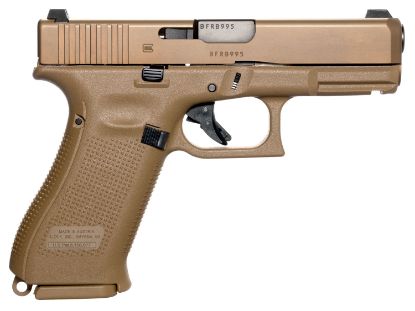 Picture of Glock Ux1950703 G19x Compact Crossover 9Mm Luger 4.02" 17+1 Bronze Nitron Frame Finish With Coyote Npvd Steel Slide, Rough Texture Interchangeable Backstraps Grip & Glock Night Sights (Us Made) 