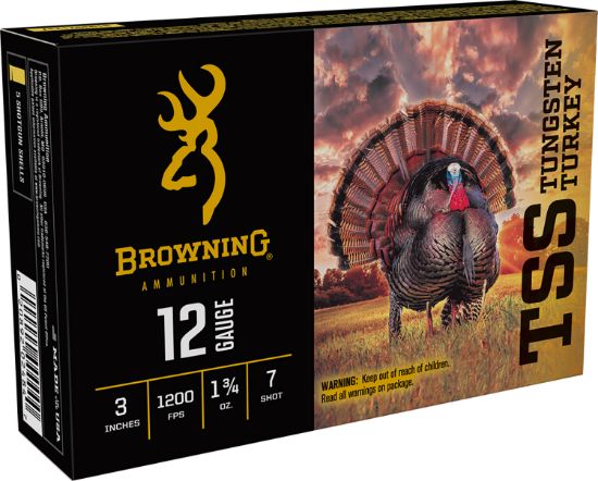 Picture of Browning Ammo B193921237 Tss Tungsten Turkey 12 Gauge 3" 1 3/4 Oz Tungsten 7 Shot 5 Per Box/ 10 Case 