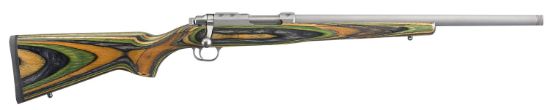 Picture of Ruger 7226 77/22 22 Hornet 6+1 18.50" Threaded Barrel, Matte Stainless Steel, Integral Scope Mount On A Solid Steel Receiver, Green Mountain Laminate Stock 