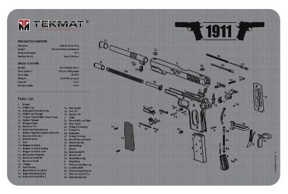 Picture of Tekmat Tekr171911gy 1911 Cleaning Mat 1911 Parts Diagram 11" X 17" 