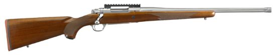 Picture of Ruger 57107 Hawkeye Hunter Full Size 308 Win 4+1 20" Satin Stainless Steel Threaded Barrel, Picatinny Rail Steel Receiver, Fixed American Walnut W/Pistol Grip Stock 