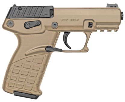 Picture of Kel-Tec P17tan P17 Compact Frame 22 Lr 16+1, 3.80" Black Steel Threaded Barrel, Tan Serrated Slide, Tan W/Black Controls Polymer Frame W/Picatinny Rail, Tan Grn Grip, Lever Safety, Ambidextrous 