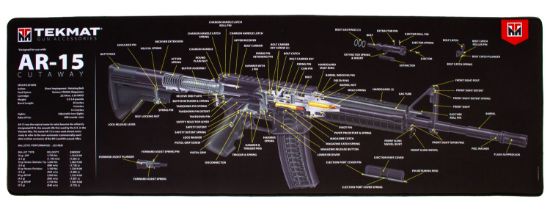 Picture of Tekmat Tekr44ar15ca Ar-15 Cutaway Cleaning Mat Black/White Rubber 44" Long Ar-15 3D Cutaway Illustration 