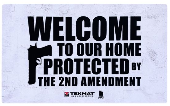 Picture of Tekmat Tek422amendment 2Nd Amendment Door Mat White/Black Rubber 42" Long "Welcome To Our Home Protected By The 2Nd Amendment" 