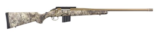 Picture of Ruger 26986 American Full Size 350 Legend 5+1 22" Burnt Bronze Cerakote Threaded Barrel, Picatinny Rail Steel Receiver, Gowild Camo I-M Brush Fixed Synthetic Stock, Right Hand 