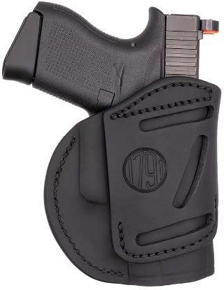 Picture of 1791 Gunleather 4Wh3sbll 4-Way Iwb/Owb Size 03 Stealth Black Leather Belt Clip Compatible W/Glock 26/Ruger Lc9/S&W M&P Shield/2.0 9/40 Left Hand 