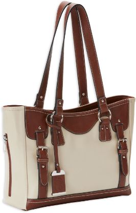 Picture of Bulldog Bdp052 Tote Purse W/Holster Sand W/Stone Trim Leather Small Autos, Revolvers Right Hand 