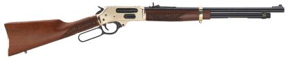 Picture of Henry H024410 Side Gate Full Size Frame 410 Gauge 5+1, 2.5" Chamber 19.80" Blued Steel Barrel, Polished Brass Steel Receiver, American Walnut Wood Stock 