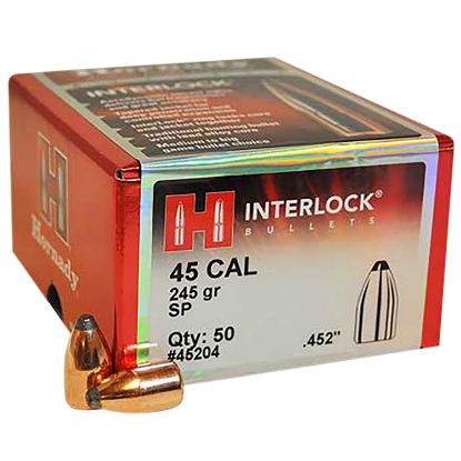 Picture of Hornady 45204 Interlock 45 Cal .452 245 Gr Spire Point 50 Per Box/ 15 Case 