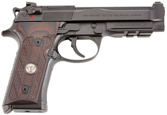 Picture of Wilson Combat Ber92vt9 92G Vertec/Brigadier Tactical 9Mm Luger Caliber With 4.70" Barrel, 15+1 Capacity, Overall Black Finish Steel, Picatinny Rail Frame, Serrated Slide & Black Cherry G10 Grip 