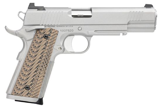 Picture of Dan Wesson 01815 Specialist 10Mm Auto Caliber With 5" Barrel, 8+1 Capacity, Overall Stainless Steel Finish, Picatinny Rail & Beavertail Frame, Serrated Bead Blasted Slide & Black/Brown G10 Grip 