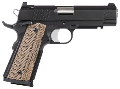 Picture of Dan Wesson 01808 Specialist Commander 45 Acp 8+1 4.25" Stainless Steel Barrel, Black Duty Serrated Stainless Steel Slide & Frame W/Picatinny Rail, Black/Brown G10 Grip, Ambidextrous 