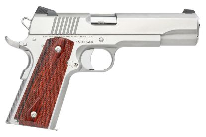 Picture of Dan Wesson 01889 Razorback 10Mm Auto Caliber With 5" Match Grade Barrel, 8+1 Capacity, Overall Stainless Steel Finish, Beavertail Frame, Serrated Brushed Slide & Cocobolo Grip 