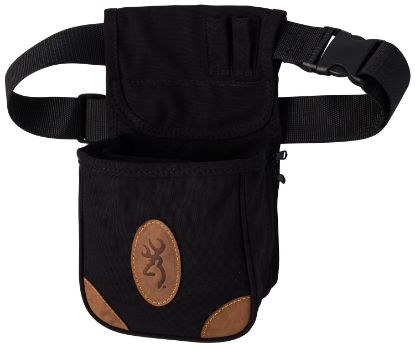 Picture of Browning 121388992 Lona Shell Pouch Black/Brown Canvas/Leather Belt Mount Adjustable Belt 