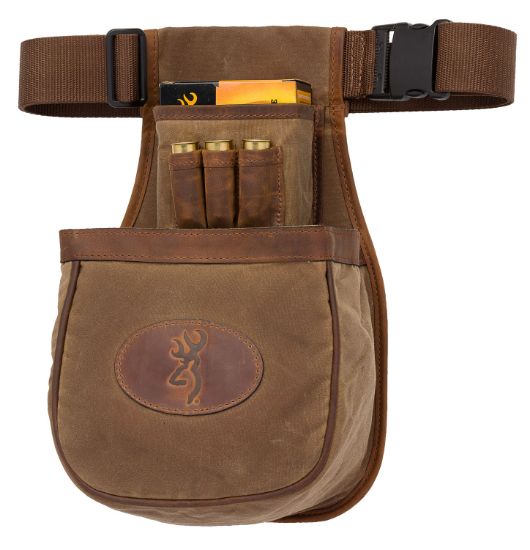 Picture of Browning 121040082 Santa Fe Shell Pouch Tan Canvas/Leather Belt Mount Adjustable Belt 