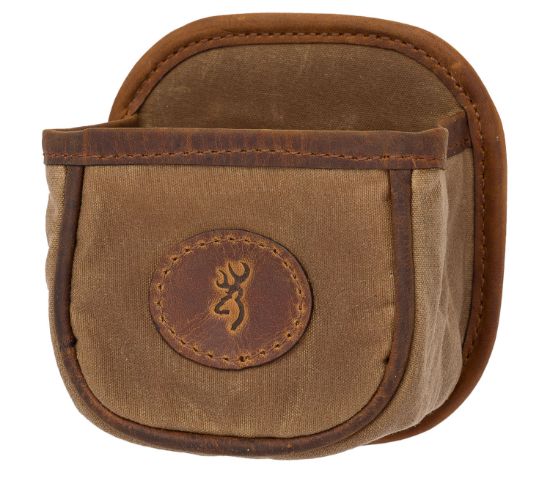 Picture of Browning 121040084 Santa Fe Shell Carrier Tan Canvas W/Leather Accents, Capacity 1 Box, Belt Clip Mount 