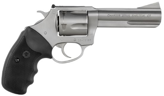 Picture of Charter Arms 74442 Bulldog Target Large 44 Special, 5 Shot 4.20" Matte Stainless Steel Barrel, Cylinder & Frame W/Black Finger Grooved Rubber Grip 