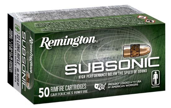 Picture of Remington Ammunition 21135 Subsonic Rimfire 22 Lr 40 Gr Plated Hollow Point 50 Per Box/ 100 Cs 