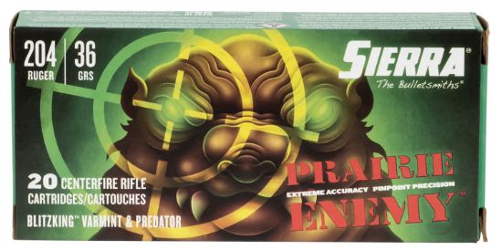 Picture of Sierra A103611 Prairie Enemy 204 Ruger 36 Gr Sierra Blitzking 20 Per Box/ 10 Case 