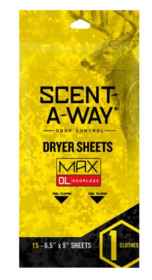 Picture of Scent-A-Way 07707 Max Dryer Sheets Odor Eliminator Odorless Scent Dryer Sheet 15 Per Pkg 