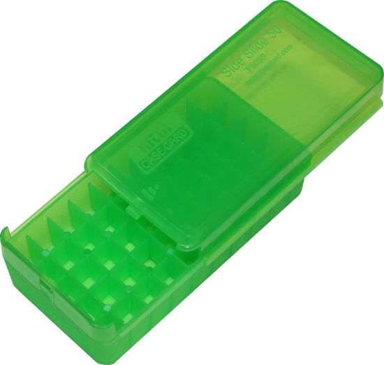 Picture of Mtm Case-Gard P50ss4516 Side-Slide Ammo Box Pistol Multi-Caliber Handgun Clear Green Plastic 50Rd 