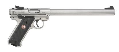 Picture of Ruger 40174 Mark Iv Target 22 Lr 10+1 10" Overall Satin Stainless Steel Bull Barrel, Slide & Satin Aluminum Frame, Black Checkered Polymer Grips 