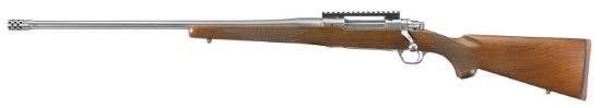 Picture of Ruger 57121 Hawkeye Hunter Full Size 300 Win Mag 3+1 24" Satin Stainless Steel Threaded Barrel, Picatinny Rail Steel Receiver, Fixed American Walnut W/Pistol Grip Stock, Left Hand 