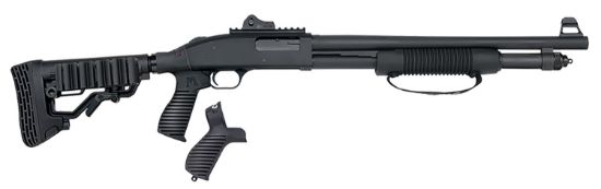 Picture of Mossberg 50696 590 Tactical Spx 12 Gauge 3" 6+1 18.50" Cylinder Bore Barrel Matte Blued Rec Black Flex 6 Position Stock Includes Flex Pistol Grip & Fo, Ghost Ring Sights 