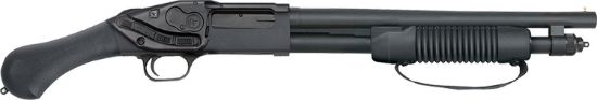 Picture of Mossberg 50637 590 Shockwave 20 Gauge 3" 14.38" 5+1 Blued Black Fixed Raptor Birdshead Grip Crimson Trace Laser Saddle 