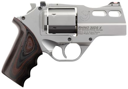 Picture of Chiappa Firearms 340308 Rhino 30Ds-X Special Edition 357 Mag 6Rd 3" Stainless Steel Barrel, Cylinder, Frame & Barrel Shroud, Matte Finish, Finger Grooved Black/Red G10 Grip 