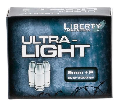 Picture of Liberty Ammunition Laul9052 Ultra-Light 9Mm Luger +P 50 Gr Lead Free Fragmenting Hollow Point 20 Per Box/10 Case 