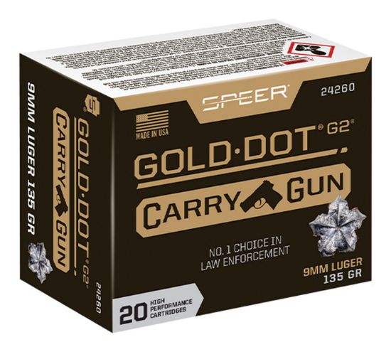 Picture of Speer 24260 Gold Dot Carry Gun 9Mm Luger 135 Gr Hollow Point 20 Per Box/ 10 Case 