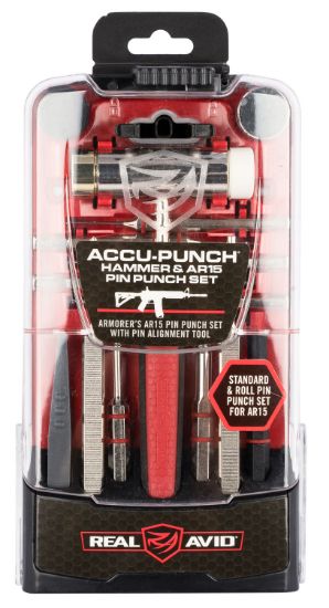 Picture of Real Avid Avhpsar Accu-Punch Pin Punch Set Steel Rifle Firearm Ar-15 Red Rubber Handle 