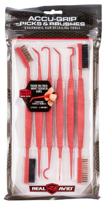 Picture of Real Avid Avpbs Accu-Grip Picks & Brushes Rifle/Shotgun Firearm Plastic 8-8.25" Long Resin Bristles 6 Per Pkg 