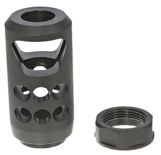 Picture of Ruger 90641 American Ranch Muzzle Brake Fits American Ranch .450 Bushmaster/ Marlin Lever-Action .45-70 Govt, Alloy Steel W/Matte Black Finish, 11/16"X24 Threads, 2.20" Oal X 1" Diameter 