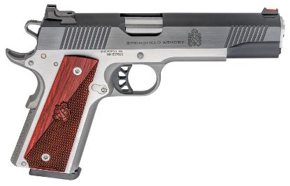 Picture of Springfield Armory Px9120l 1911 Ronin 45 Acp 8+1, 5" Stainless Match Grade Steel Barrel, Blued Serrated Carbon Steel Slide, Stainless Steel Frame W/Beavertail, Crossed Cannon Wood Grip 