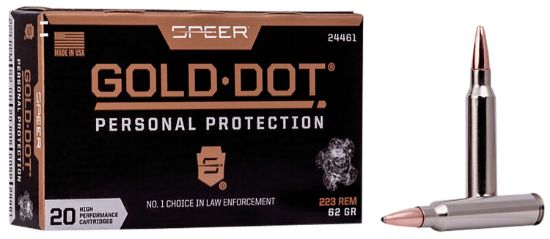 Picture of Speer 24461 Gold Dot Personal Protection 223 Rem 62 Gr Soft Point 20 Per Box/ 10 Case 