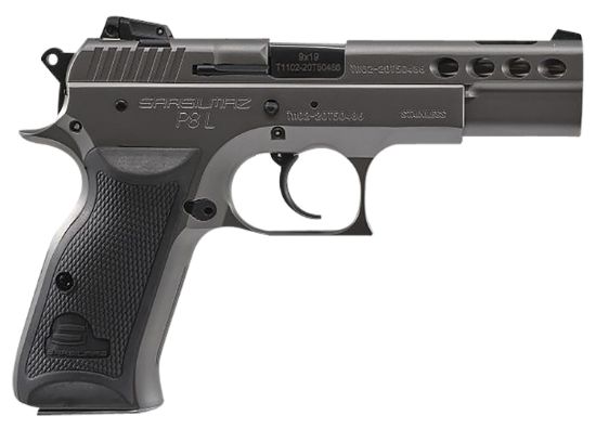 Picture of Sar Usa P8lst P8l 9Mm Luger 17+1, 4.60" Black Ported Steel Barrel, Stainless Steel Ported/Serrated Slide, Stainless Steel Frame W/Beavertail, Black Polymer Grip, Manual Thumb Safety, Right Hand 