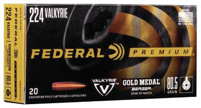 Picture of Federal Gm224vlkbh2 Premium Gold Medal 224 Valkyrie 80.5 Gr Berger Open Tip Match 20 Per Box/ 10 Case 